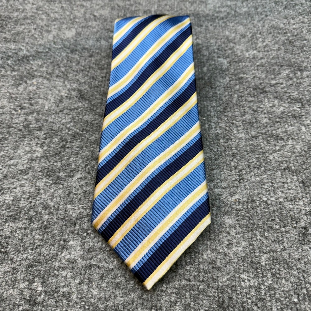 Donald J Trump Signature Collection Striped Silk Tie Mens‎ Blue Yellow